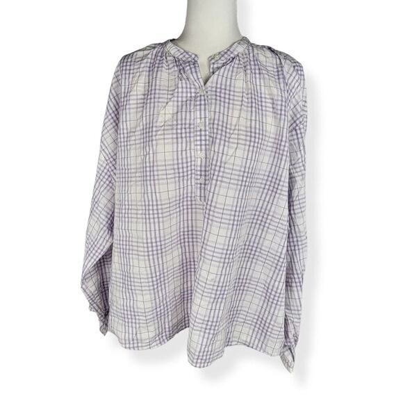 Universal Threads Split Neckline Lilac Plaid Blouse XXL - Picture 1 of 4
